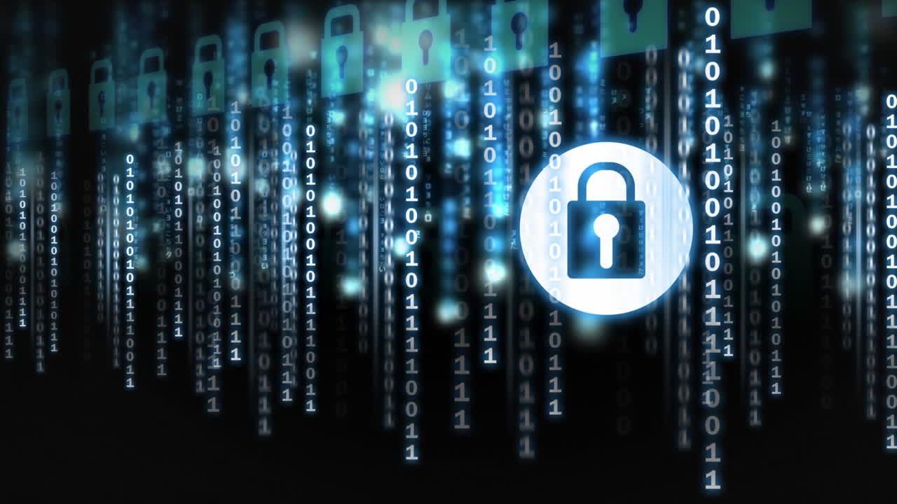 Digital animation of binary technology code 4k