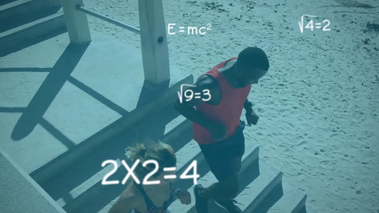 사람들은 수학적 방정식을 실행합니다.