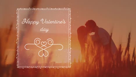 Animation-of-happy-valentines-day-with-a-couple-in-love-in-black-background