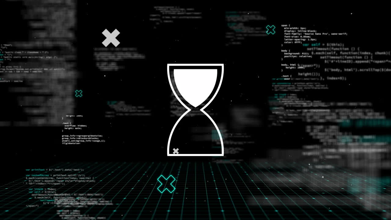 Animation of egg timer icon over data processing