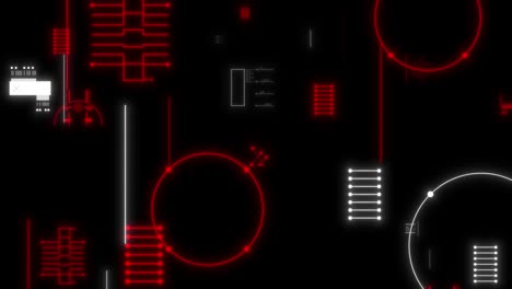 fondo de vídeo en bucle de estilo blueprint técnico en rojo y blanco