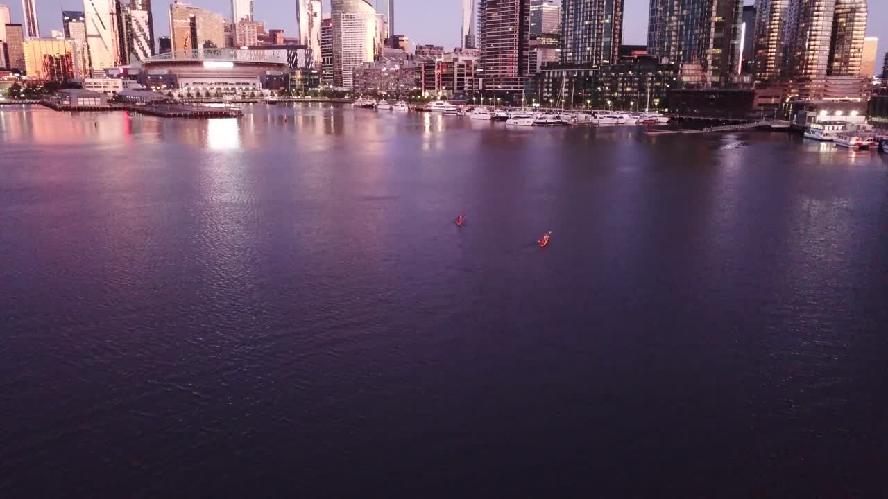 Kayaking in Melbourne Docklands at Sunset
