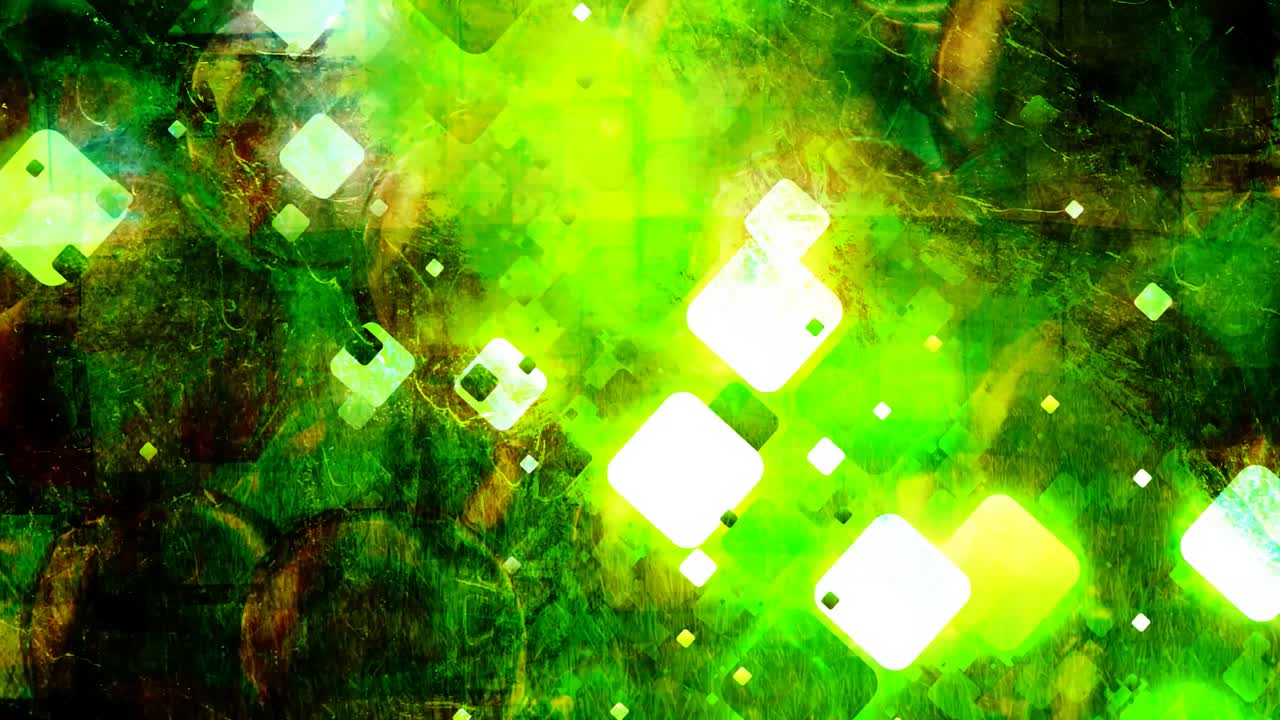 luces cuadradas verdes brillantes y telón de fondo de textura oscura - animación de fondo de movimiento de bucle sin costuras de 4k