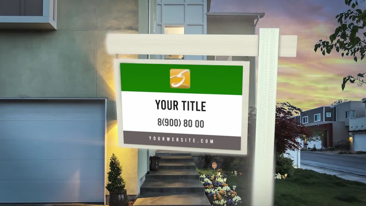 Real Estate 4K è un modello pulito e ben organizzato con un cartello di vendita animato dinamicamente che rivela creativamente il tuo logo. Questo modello contiene 3 livelli di testo modificabili, 1 segnaposto per foto/video e 1 segnaposto per logo.