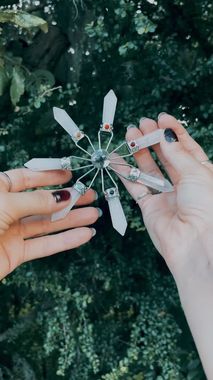 Crystals Grid Held in Hands