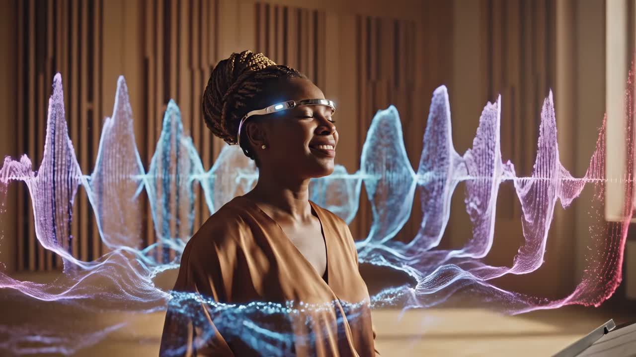 Woman Experiencing Augmented Reality Visualization