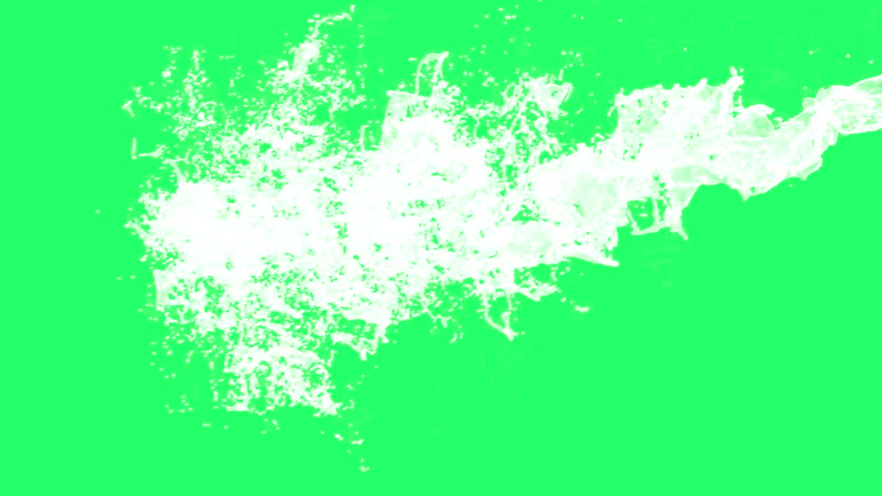 Water splashing over green screen. Object hitting the water surface with chroma background.