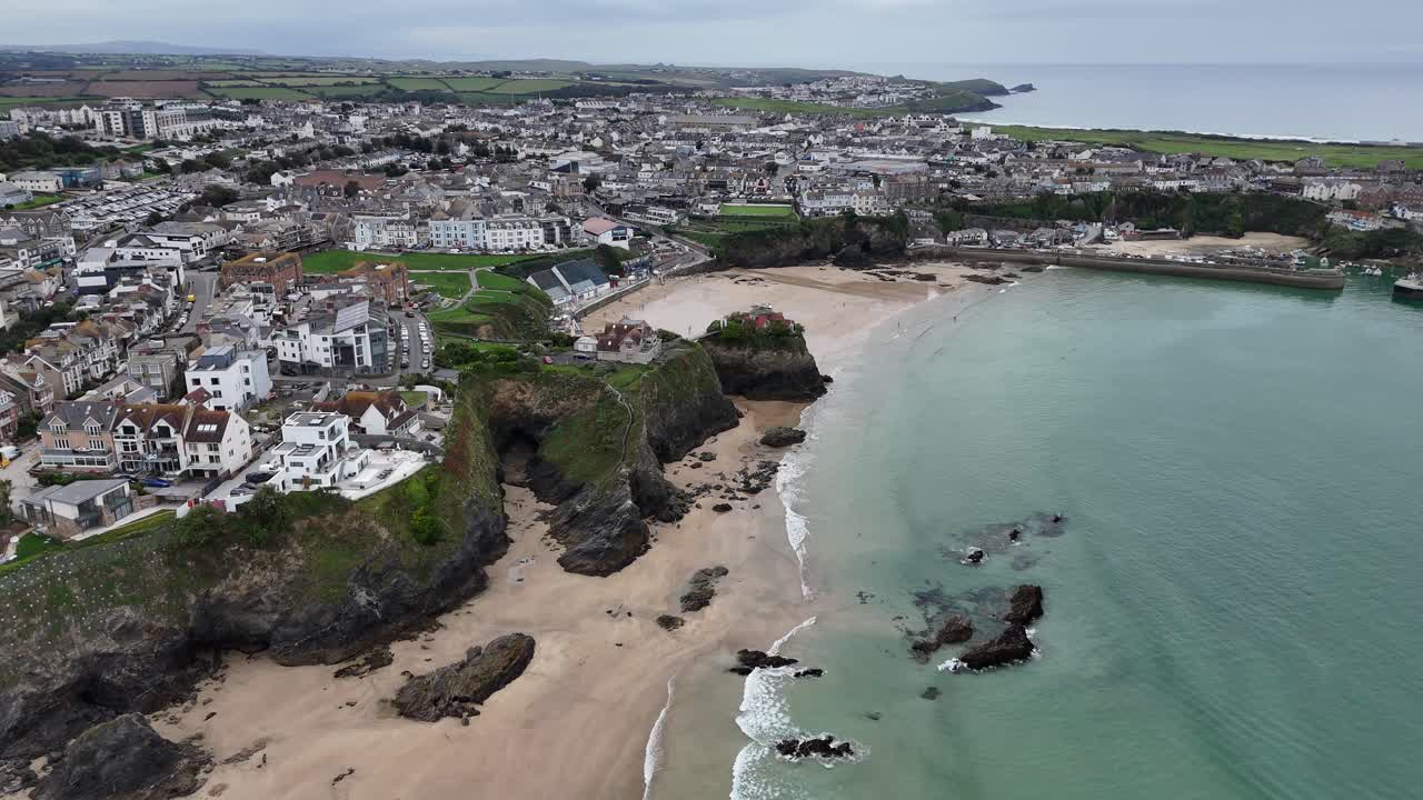 High angle drone,aerial Newquay Cornwall UK