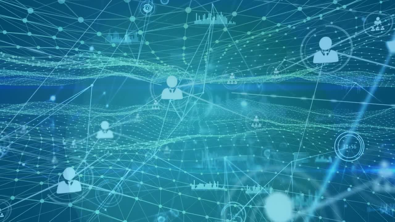 도시 풍경에 대한 연결 네트워크의 애니메이션