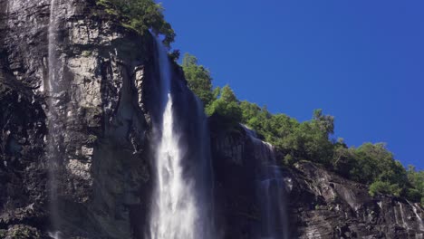 the sven sisters waterfall - an iconic feature of the geiranger fjord, norway