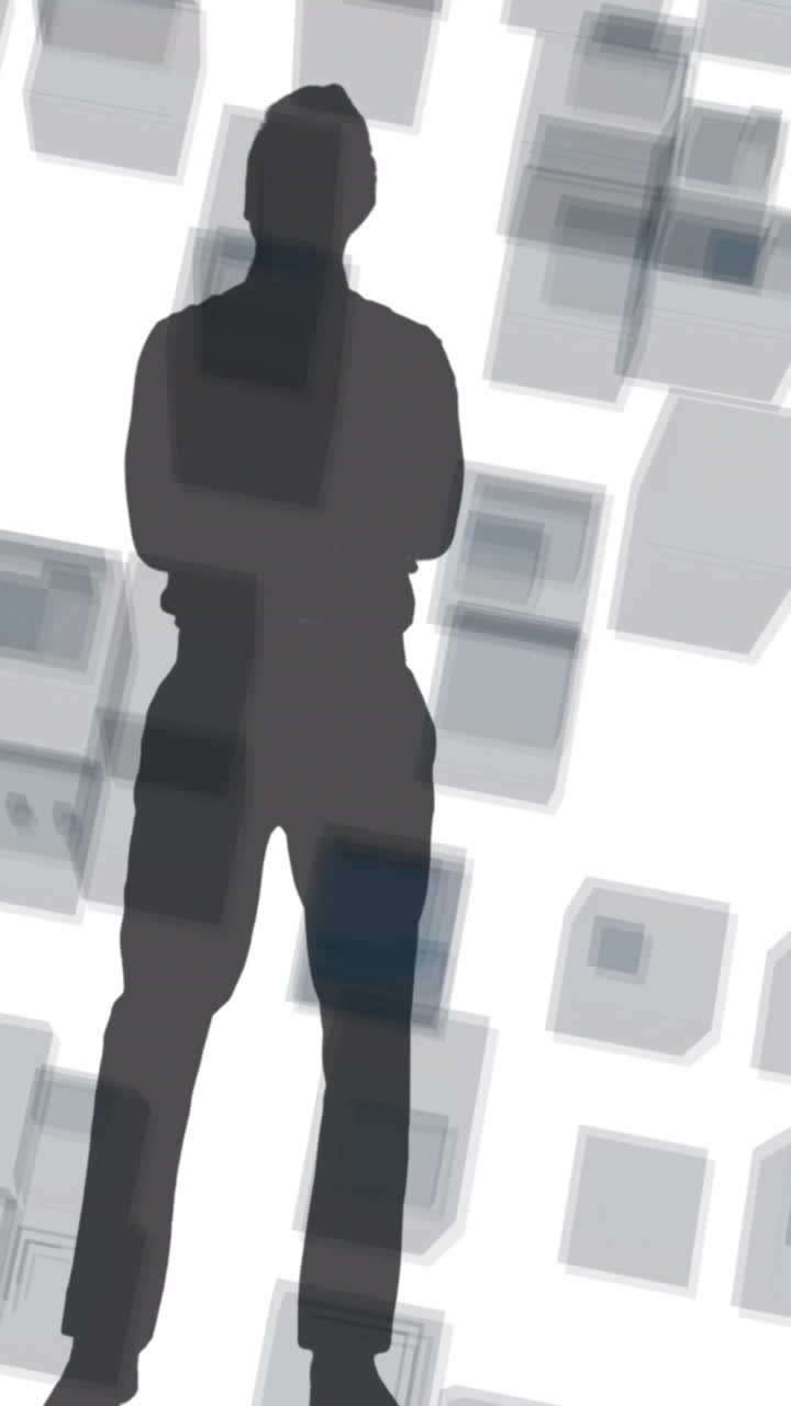 Animation of man shadow and blocks moving on white background | Premium ...