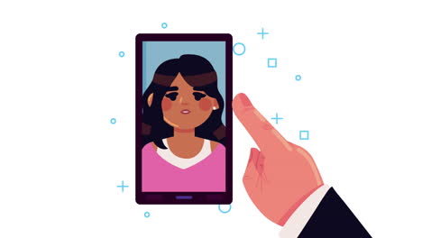 persona tocando una imagen de teléfono móvil