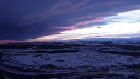 canadian winter twilight: aerial footage of sunset and skyline