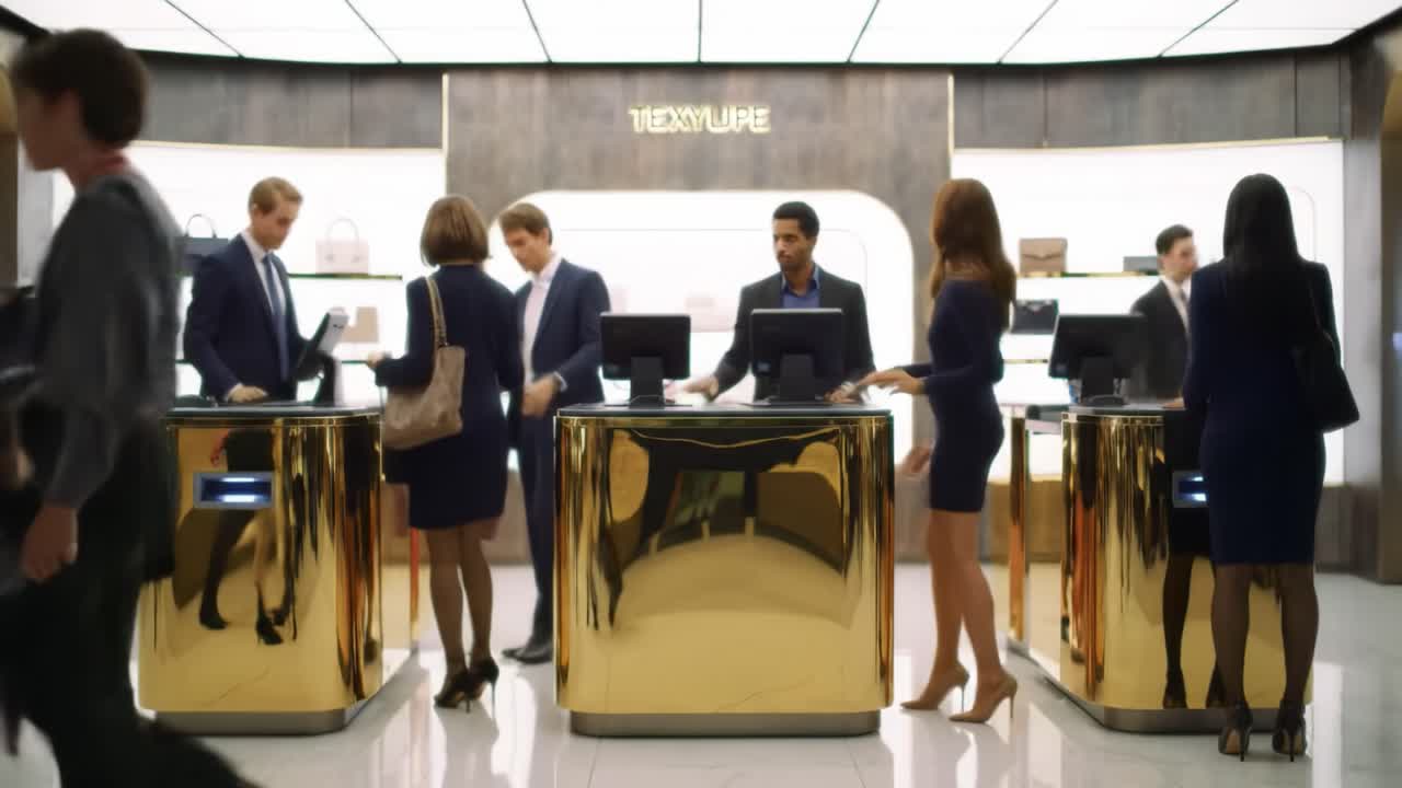 A Luxurious Shopping Experience in a Stylish Boutique Showcasing Elegance and Sophistication with Glamorous Displays and Attentive Staff