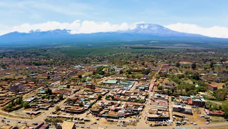 rural village town of kenya with kilimanjaro in the background