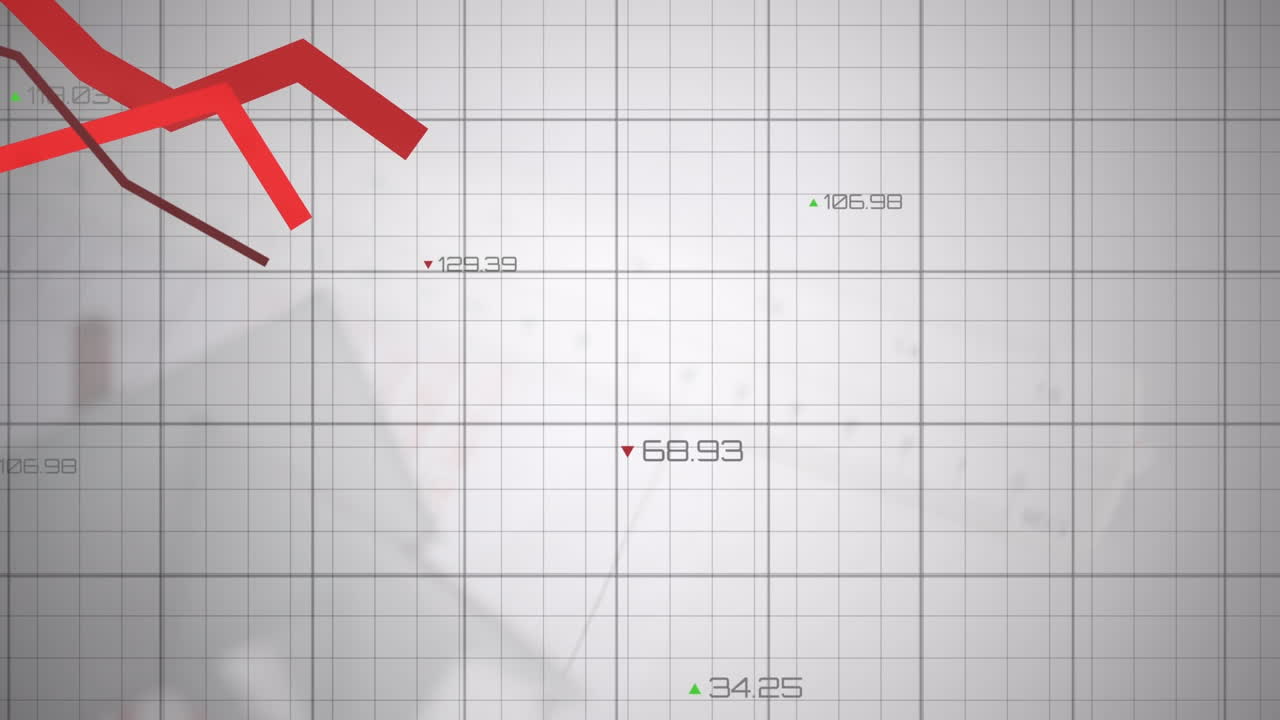 Animation of financial data processing over white background
