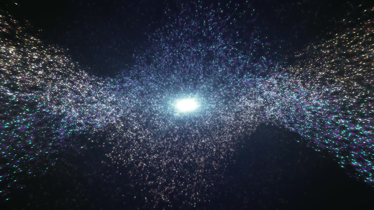 Energia Cosmica: Polvere di Stelle Rotante e Forme d'Onda Luminose nel Cielo Notturno