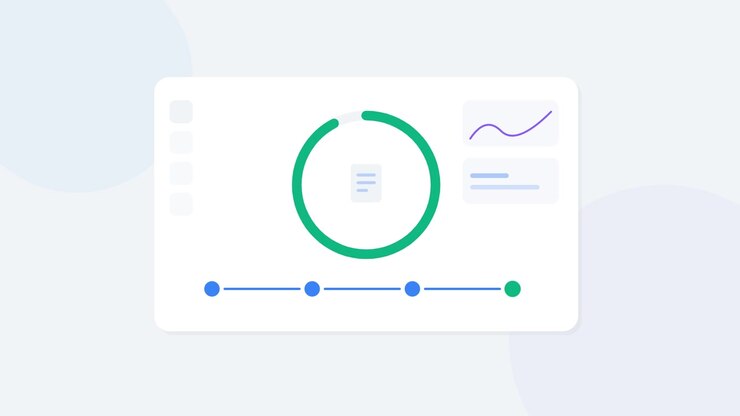 Digital Progress Bar Loading Animation with Circular Chart