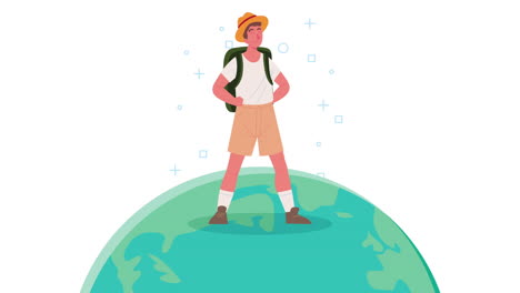 viajero masculino en el planeta mundo