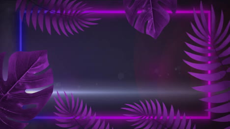 neon purple leaves and glowing lines animation over dark background