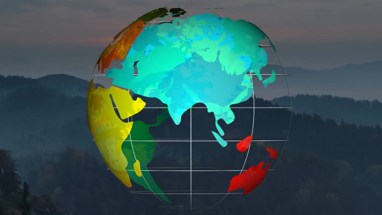 산 위의 지구 행성의 애니메이션