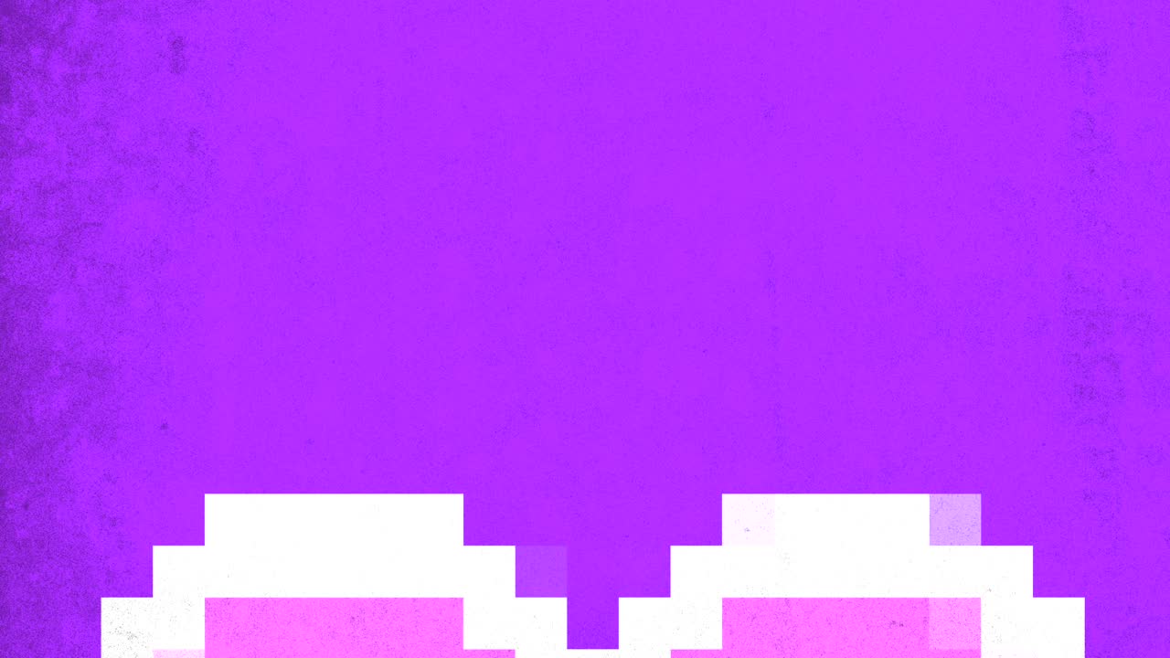 A pixel art heart is depicted in the image, featuring various shades of pink and purple squares meticulously arranged to form the heart shape