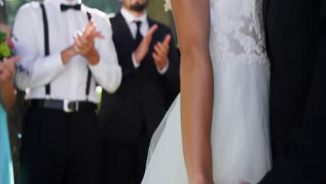 groom and bride standing in smiling, holding hands in wedding day 4k 4k