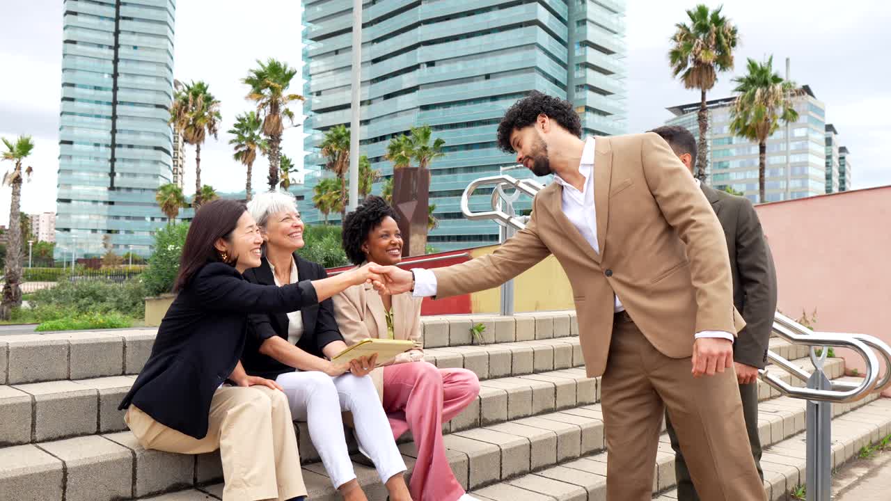Business Team Meeting Outdoors