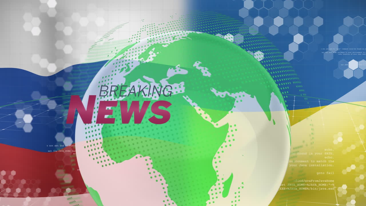 글로브의 애니메이션과 러시아와 우크라이나의  ⁇ 발에 대한 최신 뉴스