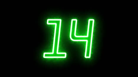 neon shiny countdown seconds 20 to 0.