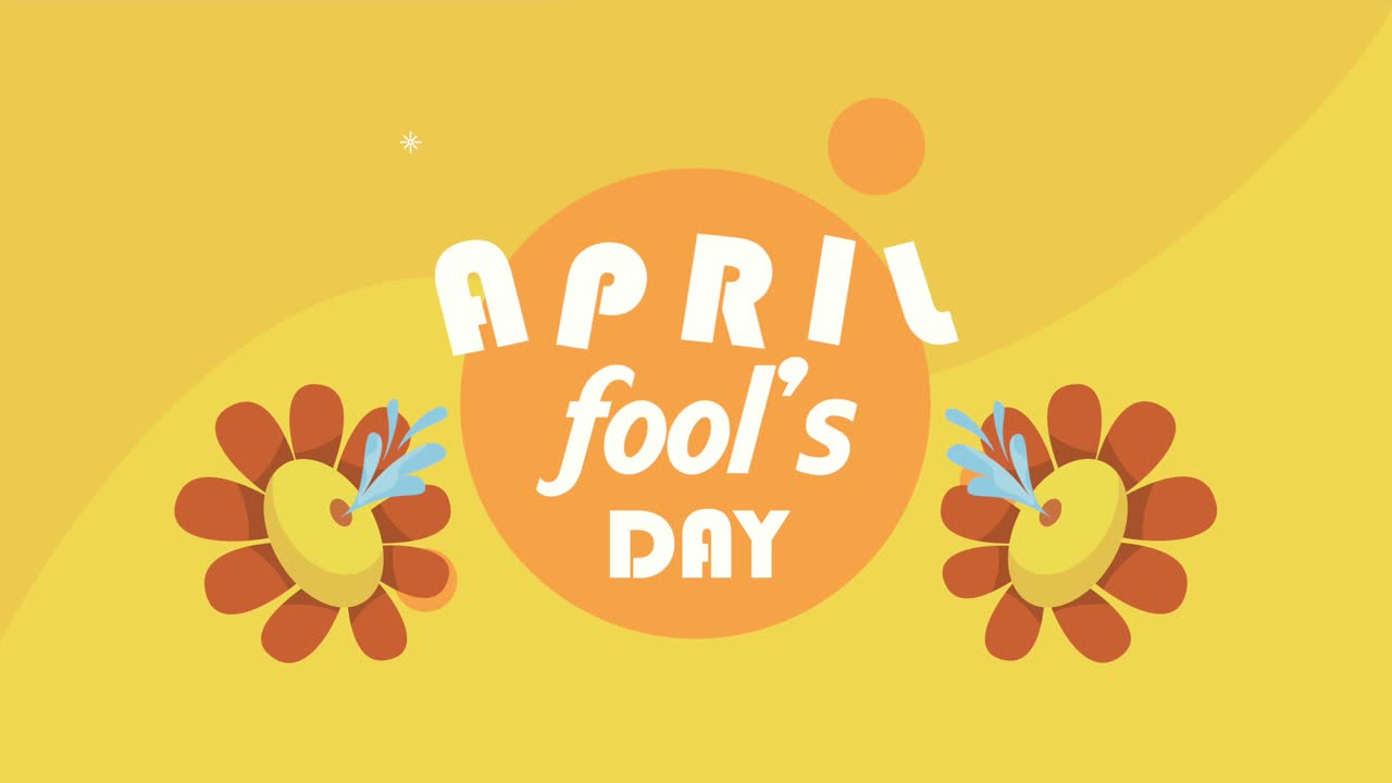 letrero del día de los tontos de abril con flores de agua