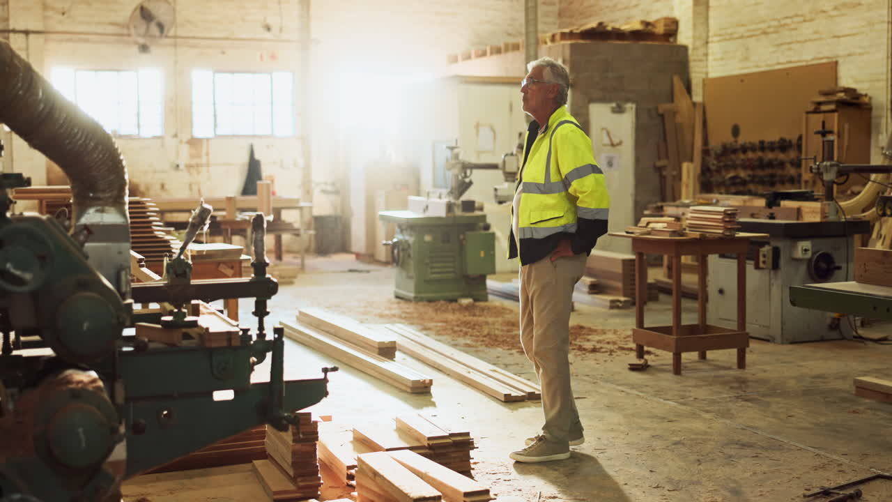 Carpenter in a woodworking shop
