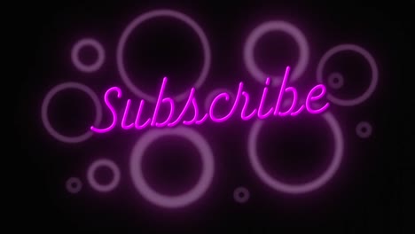 animation of subscribe text over neon circles