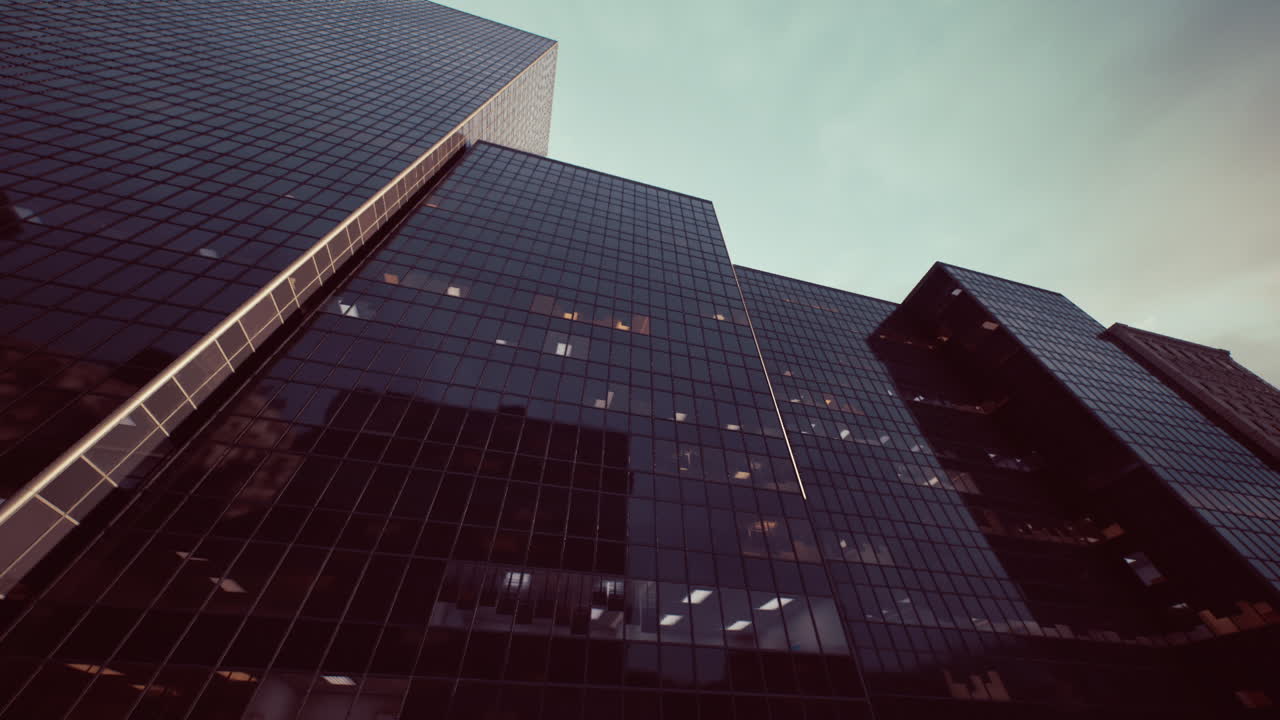 Modern skyscrapers reaching the sky in an urban landscape during twilight