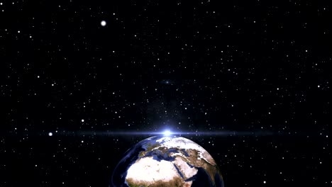 4k day earth from outer space with flare light and star. motion graphic and animation background.