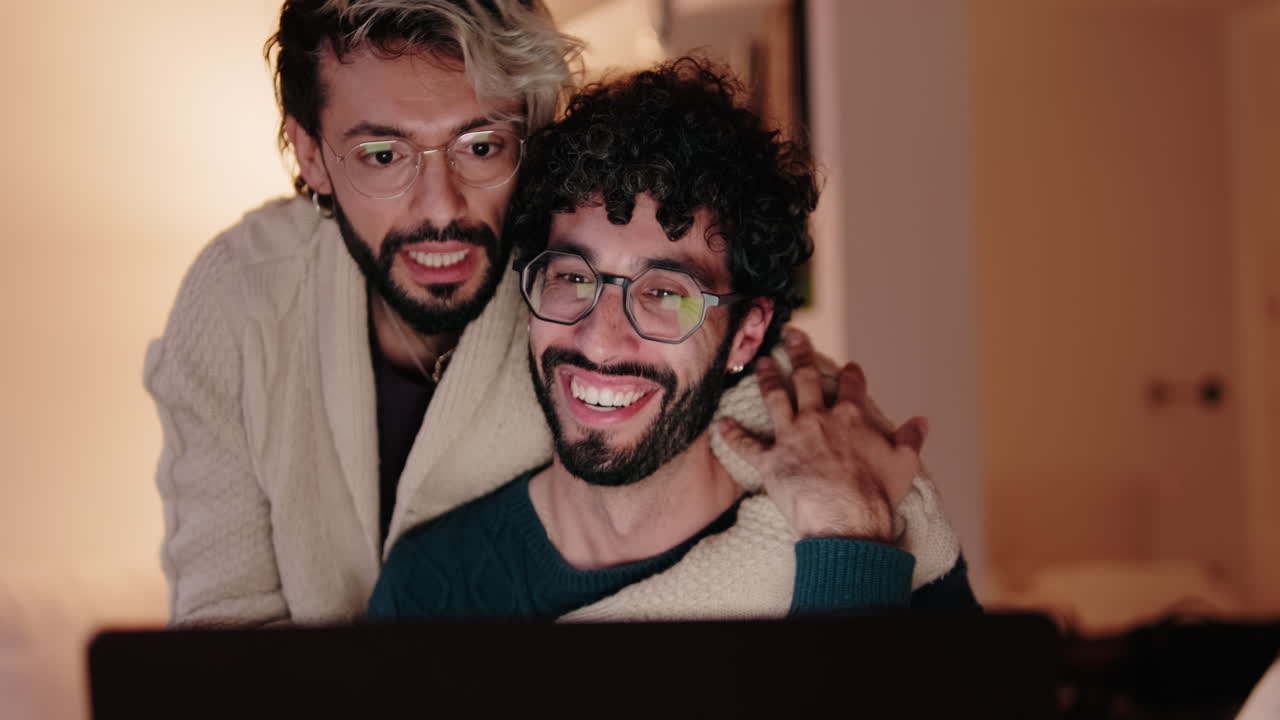 Gay Couple Sharing a Happy Moment at Home