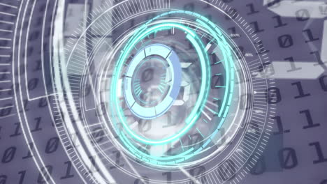 animación del escaneo del alcance sobre el procesamiento de datos de codificación binaria