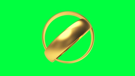animación 3d de la rotación de los anillos de bodas en pantalla verde. 4k