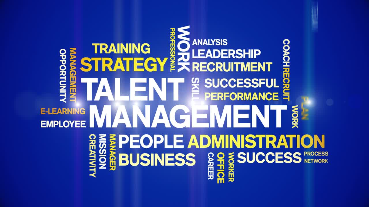 4k Talent Management Animated Tag Word Cloud,Text Animation seamless loop.