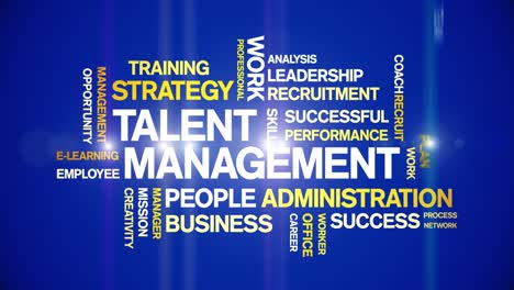 4k talent management animated tag word cloud,text animation seamless loop.