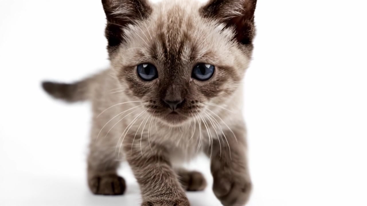 Adorabile gattino siamese che mostra curiosità giocosa e fascino in due accattivanti inquadrature di giocosità e delizia felina.