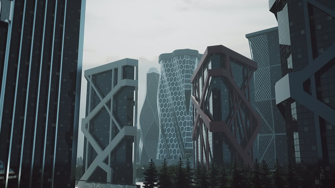 Modern cityscape with tall skyscrapers