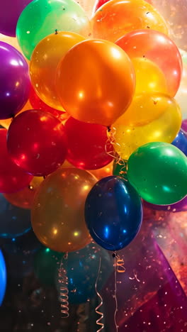 colorful party balloons with confetti
