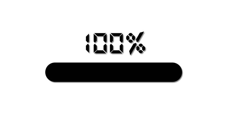 A smooth animation of a percentage bar filling from 16% to 100% against a white background