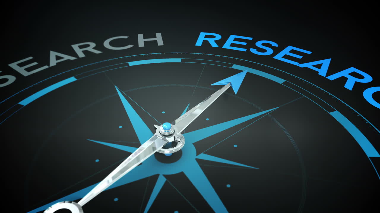 Compass pointing to research