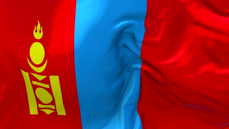 mongolia flag waving in wind slow motion animation . 4k realistic fabric texture flag smooth blowing on a windy day continuous seamless loop background.