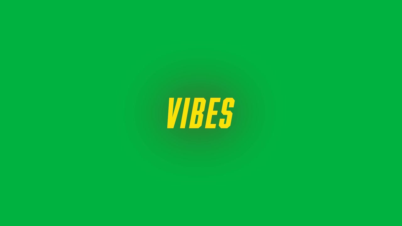 Animazione digitale di testo giallo 'neon vibes' su sfondo bianco.