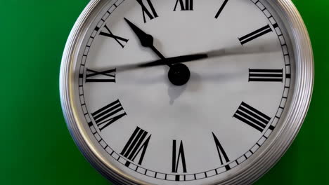 close-up of a wall clock with roman numerals
