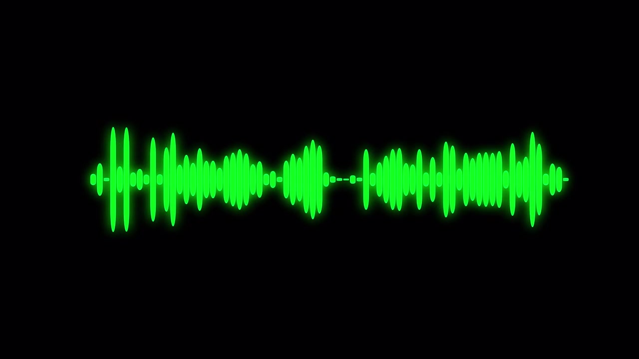 Animated Green Audio Waveform Equalizer on Black Background