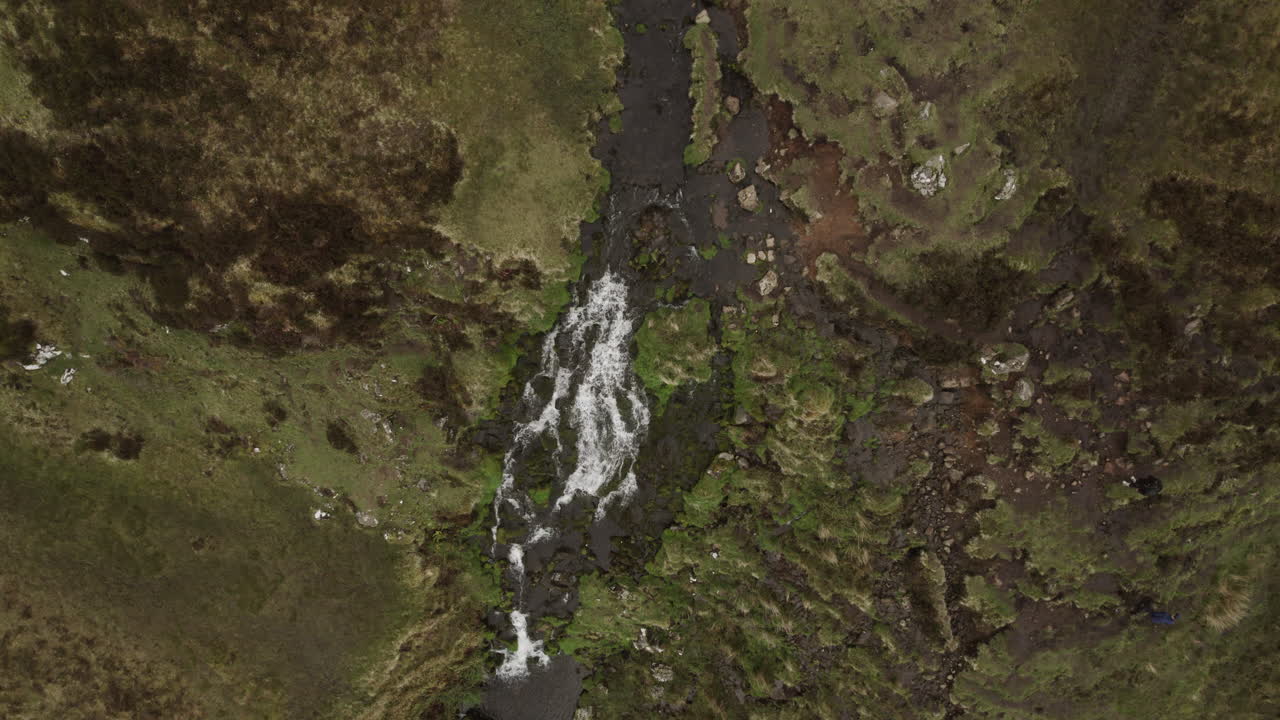 Rotating Bird's Eye View Of Waterfall, Isle Of Skye, Scotland
